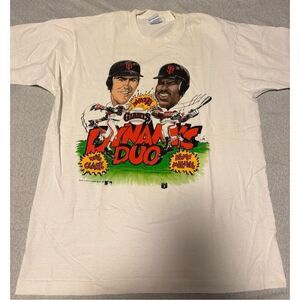 SF Giants Size Large Vintage Will Clark Kevin Mitchell T Shirt Caricature Salem